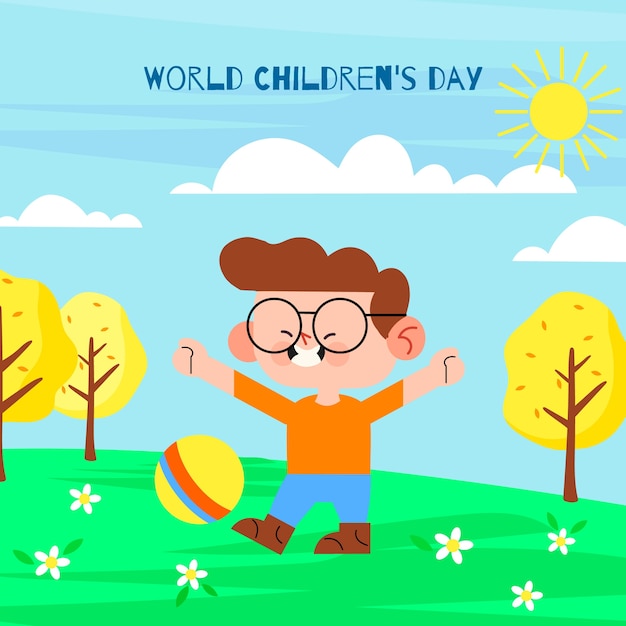 Flat world children's day illustration