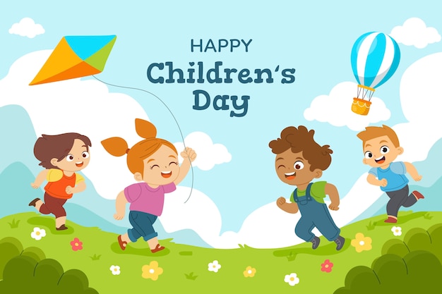 Vector flat world children's day illustration