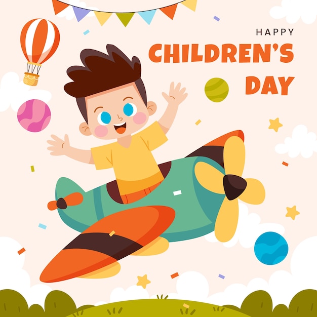 Vector flat world children's day illustration