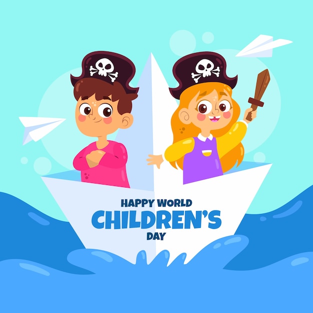 Flat world children's day illustration