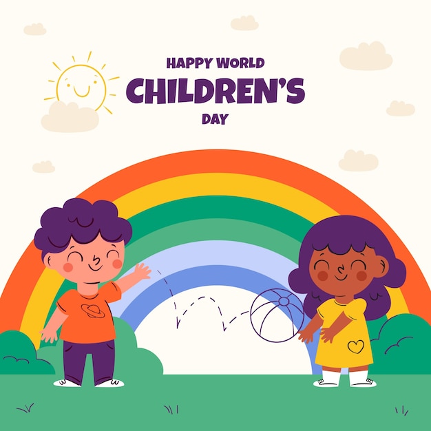 Flat world children's day illustration