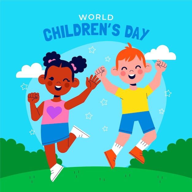 Vector flat world children's day illustration