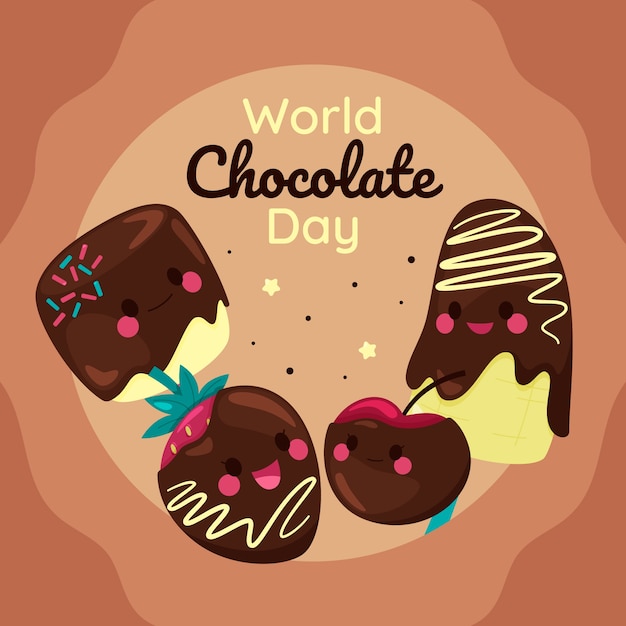 Illustrazione di giornata mondiale del cioccolato piatto