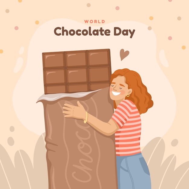 フラットな世界のチョコレートの日のイラスト