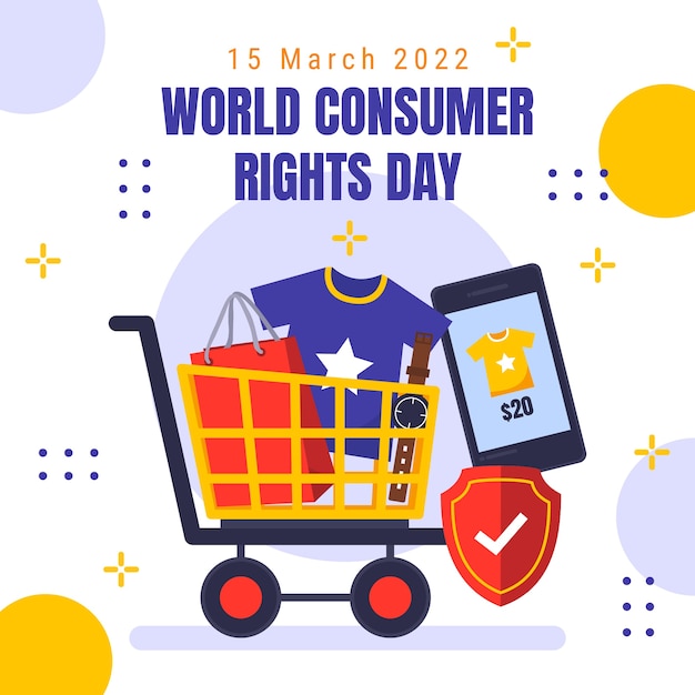 Flat world consumer rights day illustration