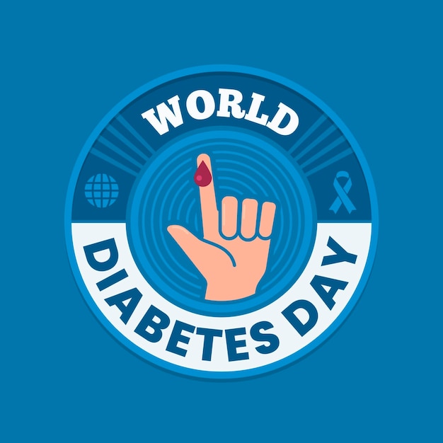 Vector flat world diabetes day illustration with text