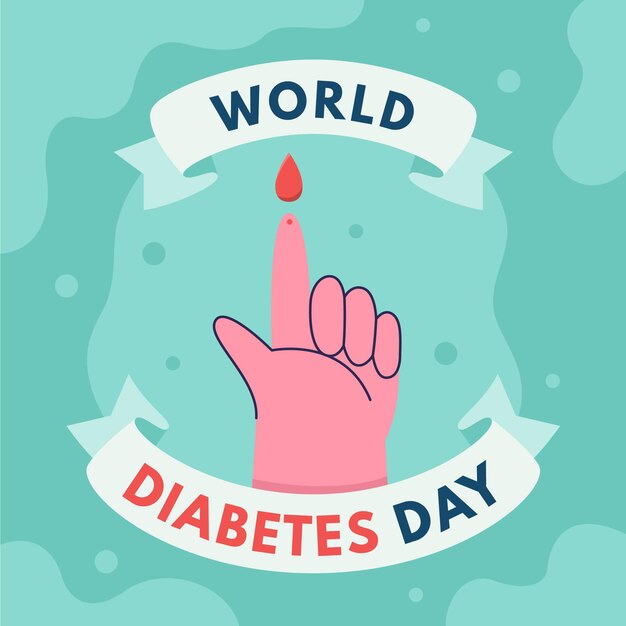 Flat world diabetes day illustration