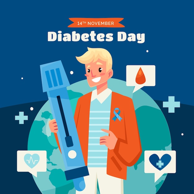 Vettore illustrazione piatta della giornata mondiale del diabete