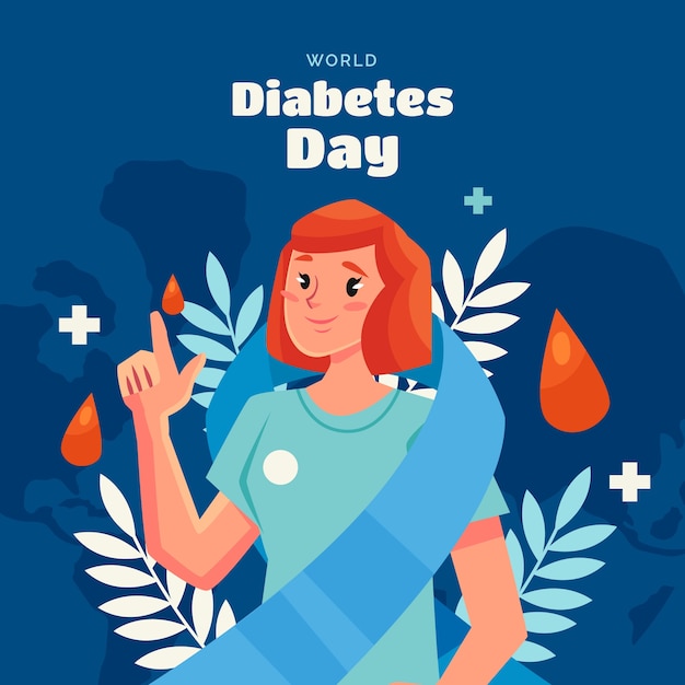 Flat world diabetes day illustration