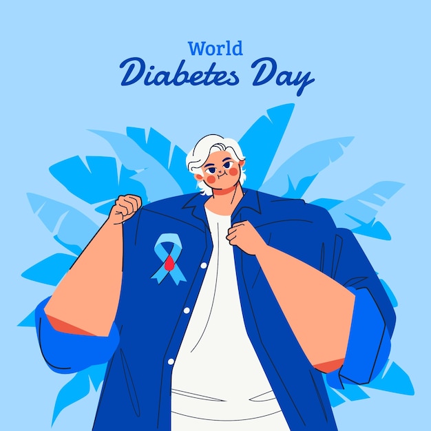 Vettore illustrazione di giornata mondiale del diabete piatto