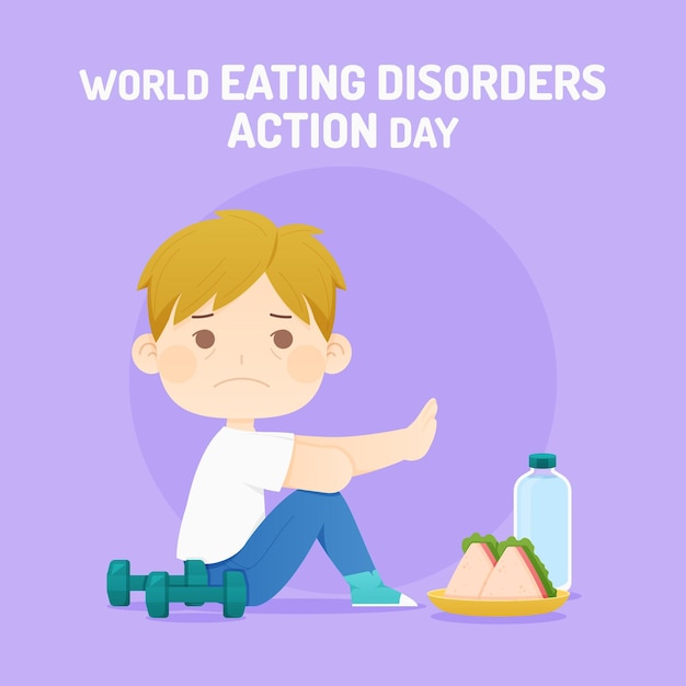 Flat world eating disorders action day illustration