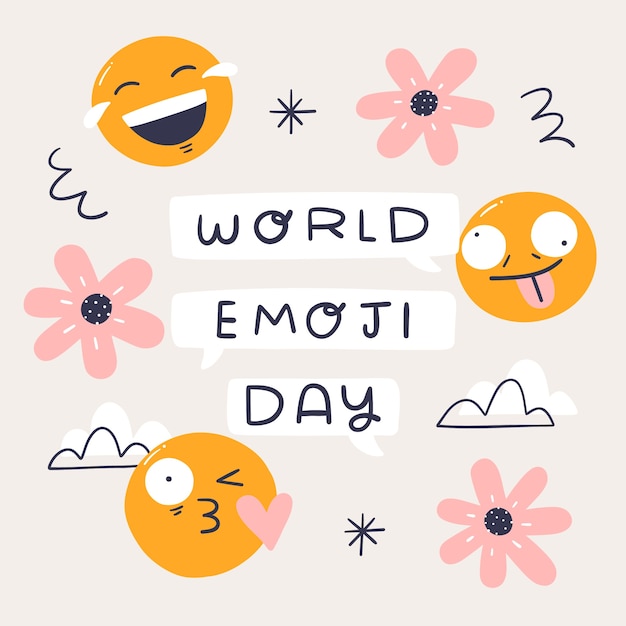 Flat world emoji day illustration