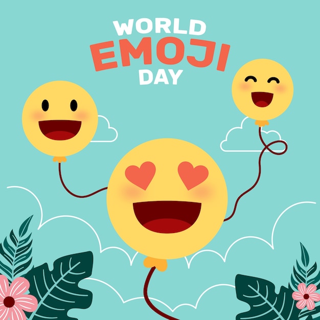 Flat world emoji day illustration