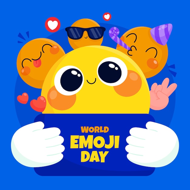 Vector flat world emoji day illustration