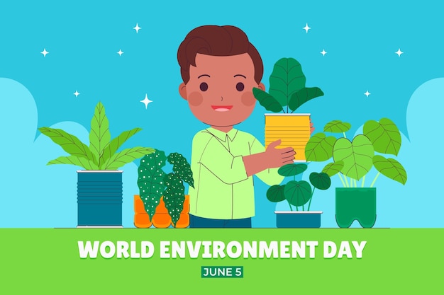 Flat world environment day background