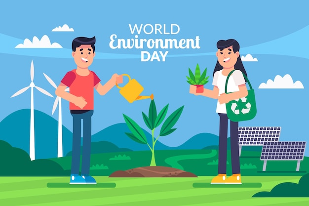 Flat world environment day illustration