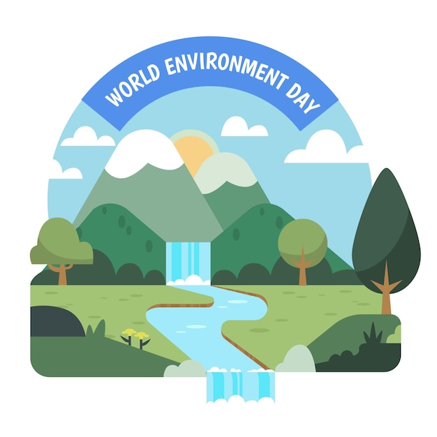 Flat world environment day illustration