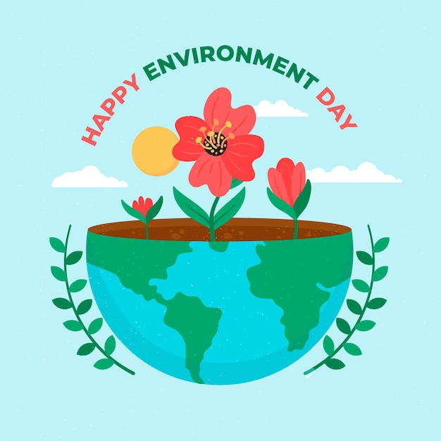 Flat world environment day illustration