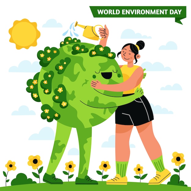 Vector flat world environment day illustration