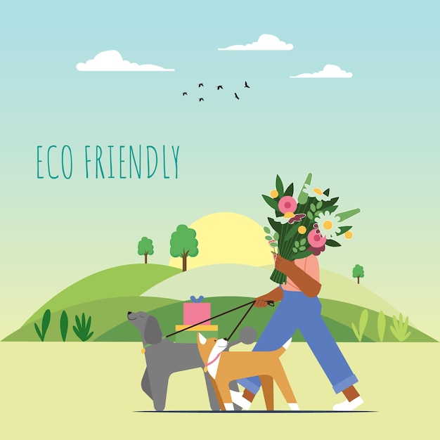 Flat world environment day vector illustration and eco friend earth design