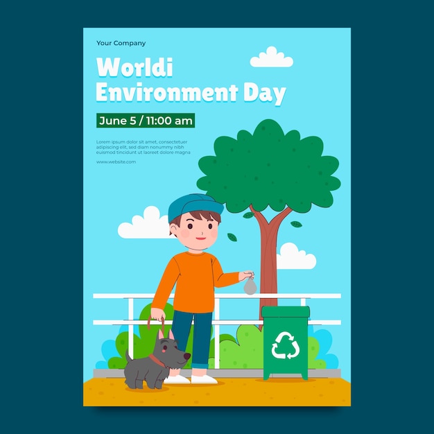 Flat world environment day vertical poster template