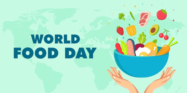 Flat world food day horizontal banner illustrations