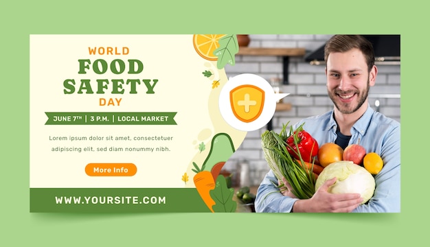 Vector flat world food safety day horizontal banner template