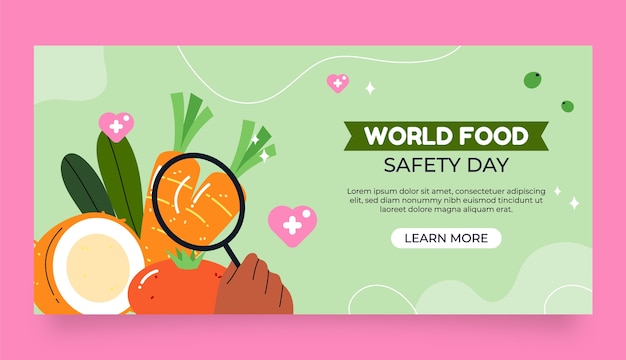 Flat world food safety day horizontal banner template