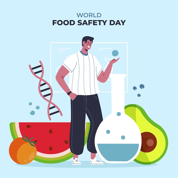 Illustrazione della giornata mondiale della sicurezza alimentare piatta