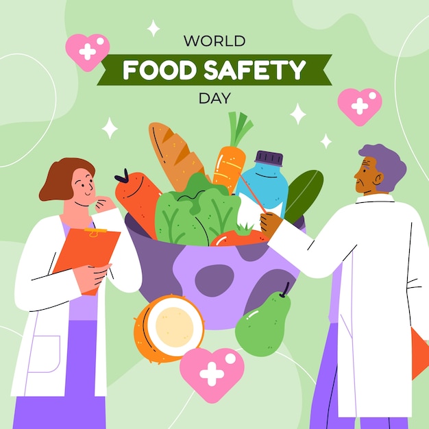 Плоская иллюстрация Всемирного дня безопасности пищевых продуктов