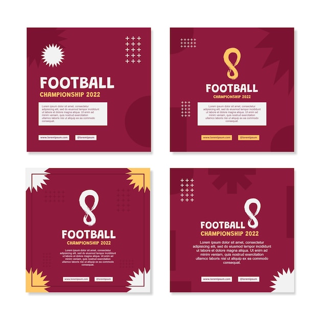 Flat world football championship 2022 social media post template