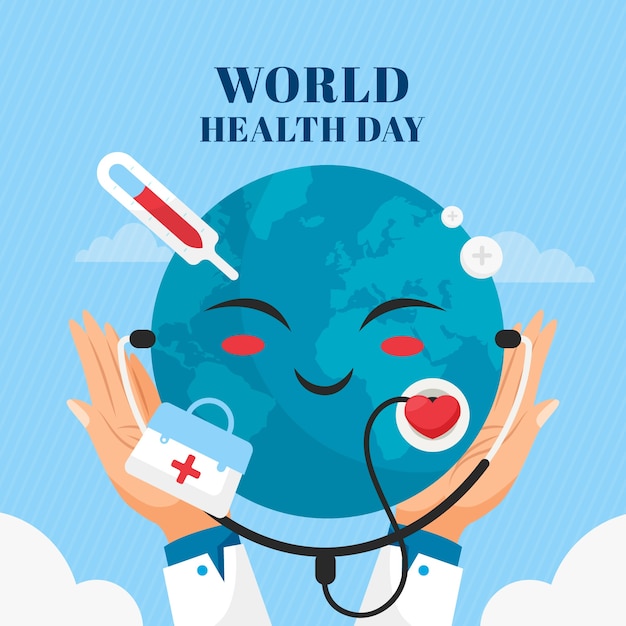 Flat world health day background