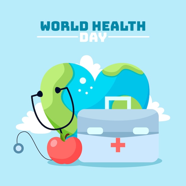 Flat world health day illustration