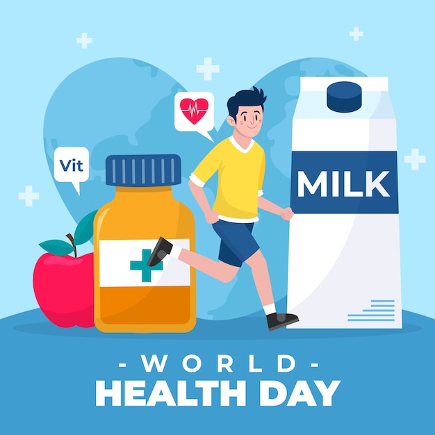 Flat world health day illustration