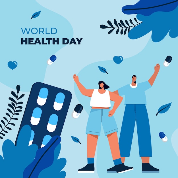 Flat world health day illustration