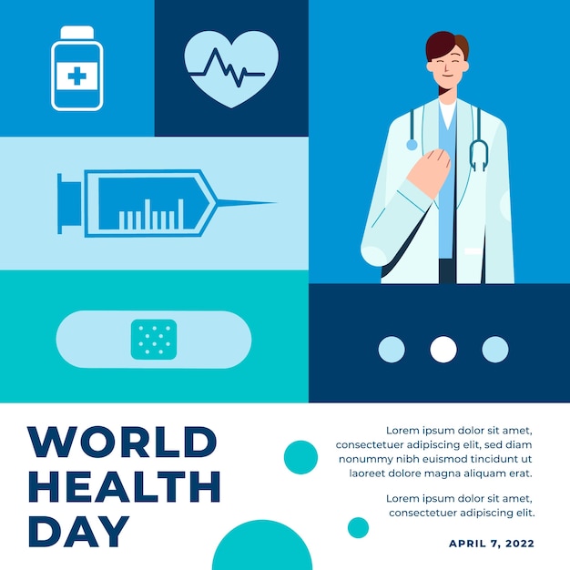 Flat world health day illustration