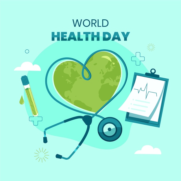 Illustrazione piatta della giornata mondiale della salute