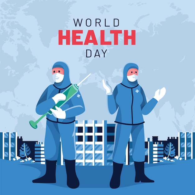 Vettore illustrazione piatta della giornata mondiale della salute