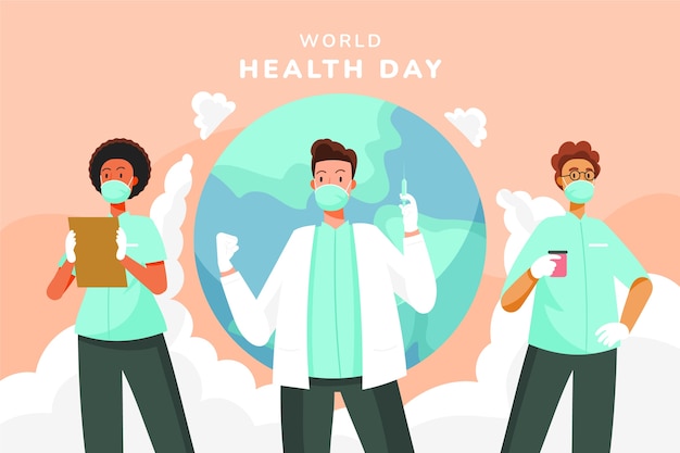 Vettore illustrazione piatta della giornata mondiale della salute