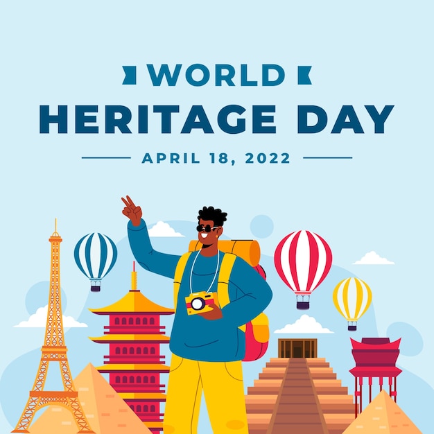 Vector flat world heritage day illustration