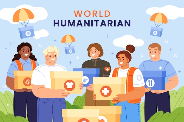 Flat world humanitarian day background
