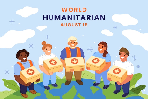 Flat world humanitarian day background