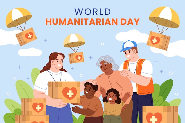 Flat world humanitarian day background