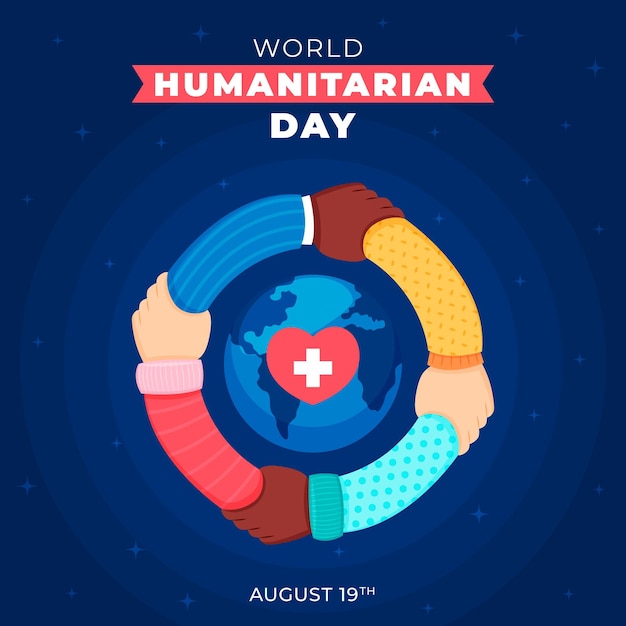 Flat world humanitarian day illustration