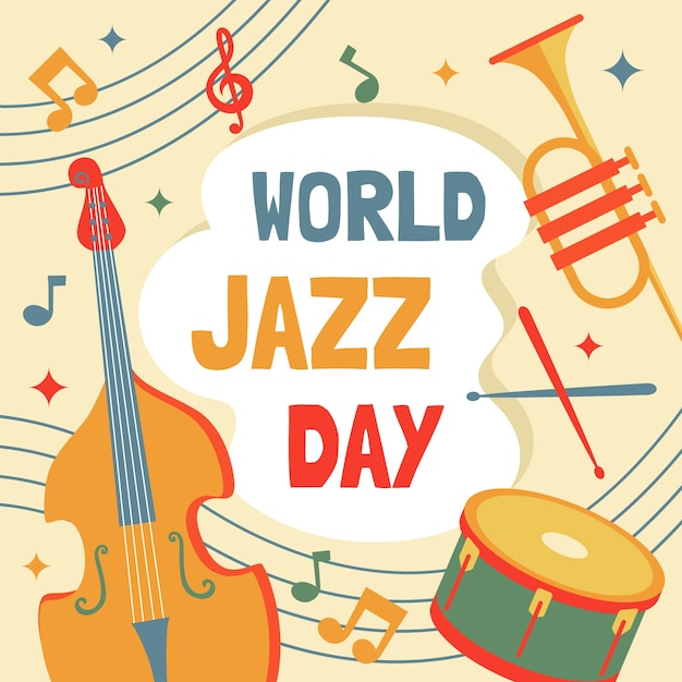 Vector flat world jazz day illustration