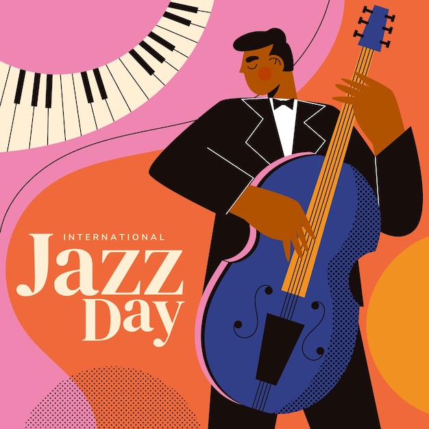 Vector flat world jazz day illustration