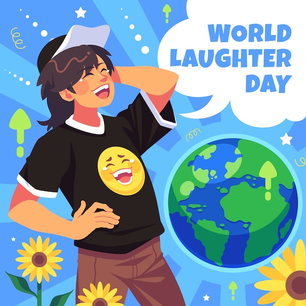 Flat world laughter day illustration