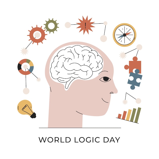 Flat world logic day illustration