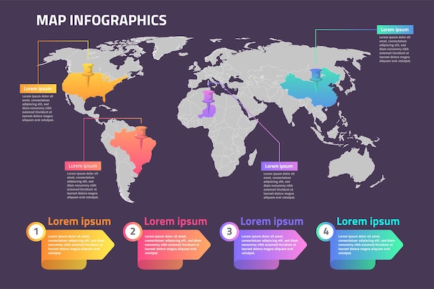 Vettore grafica di mappe del mondo piatto