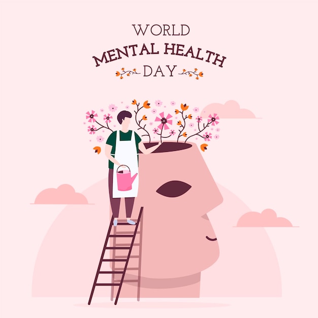 Vector flat world mental health day